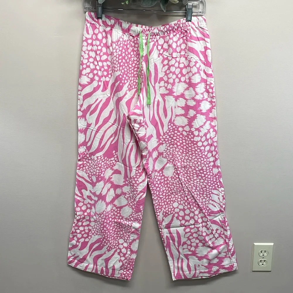 Victoria’s Secret Flannel Pajama Pants Pink White Leopard S
